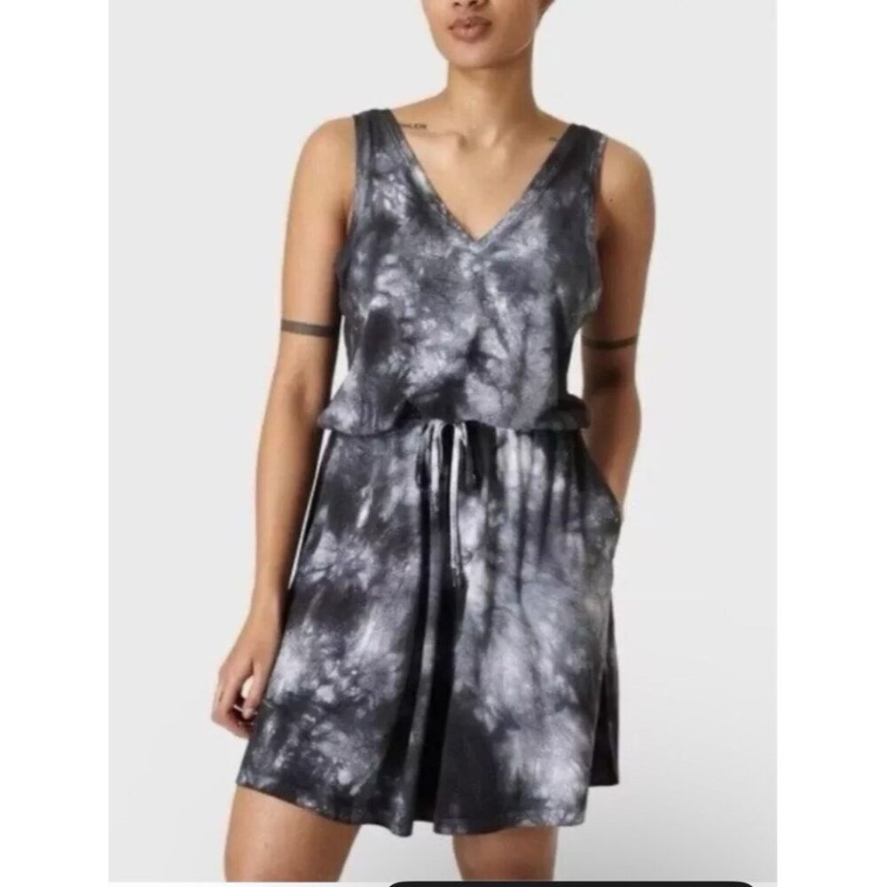 Sweaty Betty Take It Easy Tie Dye Dress Black Gray Sleeveless Womens Size US 16 - Picture 7 of 9